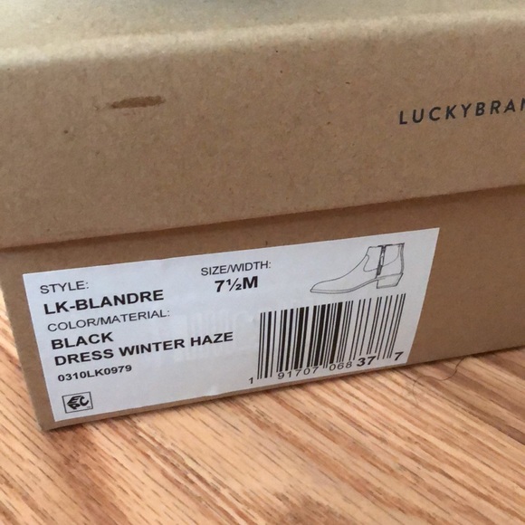 NWT Lucky Brand Leather Blandre Round Toe Zip Up Ankle Boots Black & Brown 7.5 - Picture 13 of 13